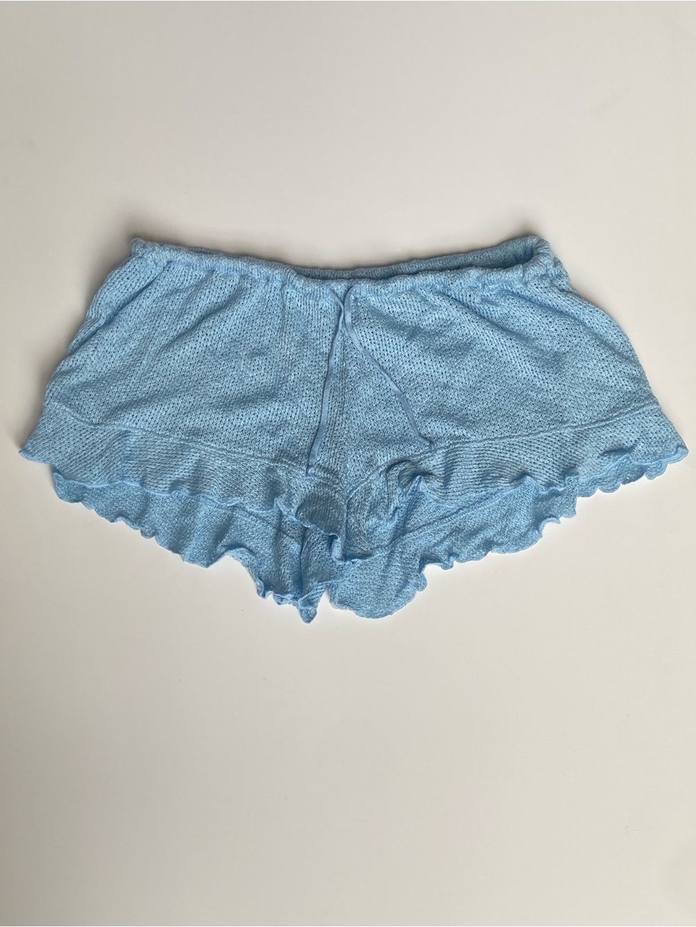Beach Bunny Light Blue Ruffle Knit Swim Coverup Shorts
